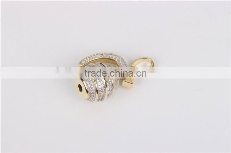 Fancy silver hip pop bottle pendant micro setting AAA white zircon 10k gold plated