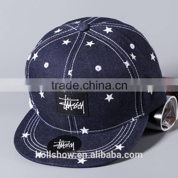 Hot Popular Star Printed Applique Sewed Man Women Flat Snapback Custom