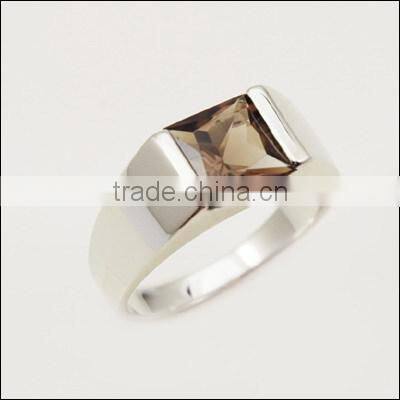 1.5CT Genuine Smoky Quartz Ring Cheap Gemstone 925 sukver Jewelry men's ring