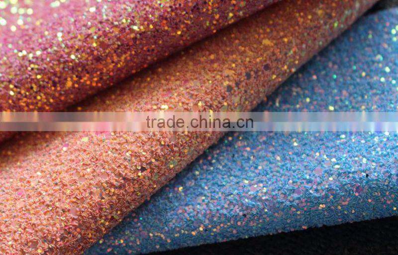 100% polyurethane leather glitter pu fabric hot selling leather per meter