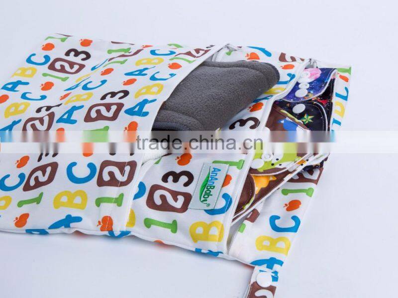 Polyester baby Pocket Diaper Bags/ Wet bags With Thick Handle
