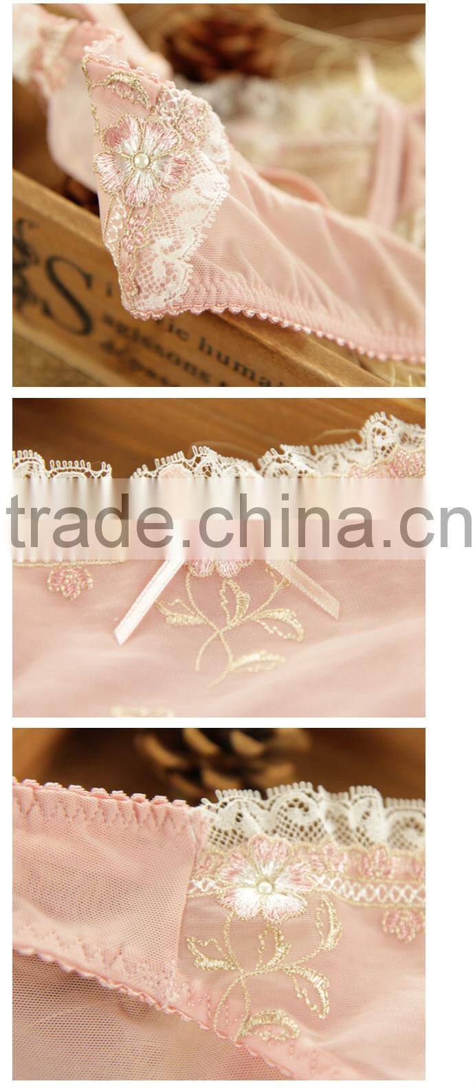 Black Flower Embroidery Transparent Sexy Bra