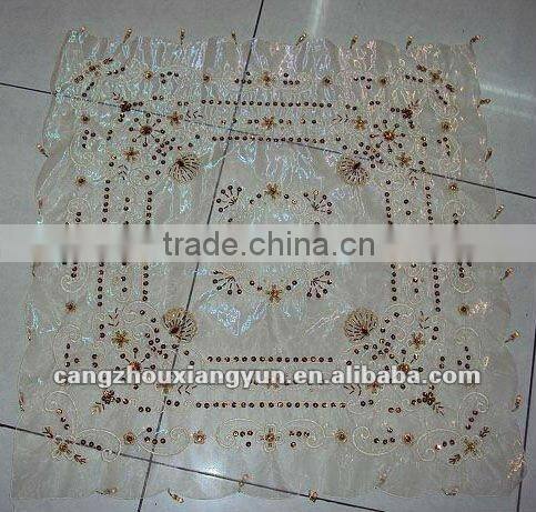 MZ fancy beaded organza tablecloth for wedding