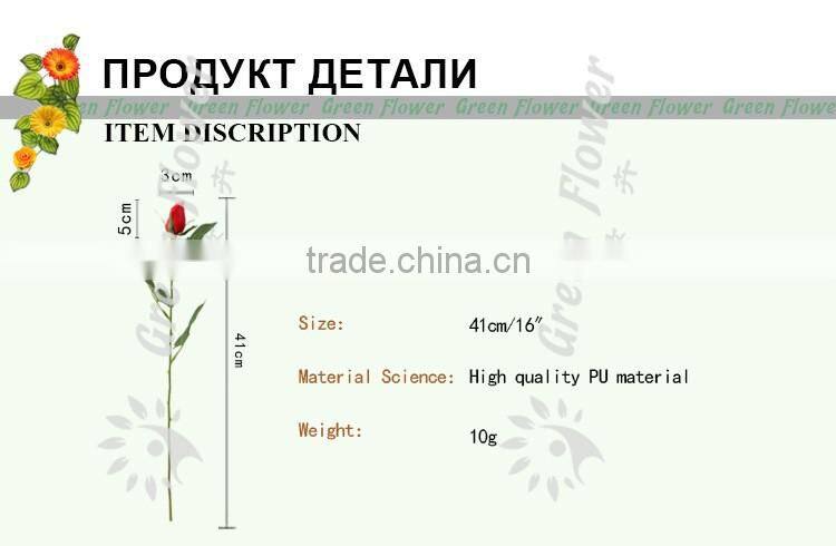 Greenflower 2016 Wholesale Real Touch Latex PU China Artificial Flowers Rose Bud for wedding decoration