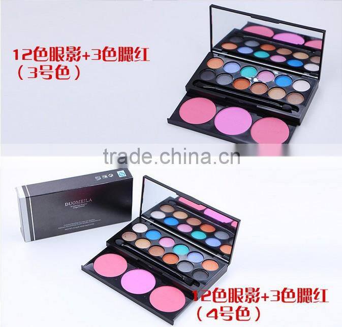 DUOMEILA 12 color eyeshadow palette with 3 color blusher makeup eyeshadow set
