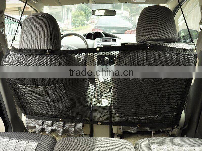 Front Seat Net Pet Barrier - Large Block Area & Metal Poles At the Top Against Pet Pushes