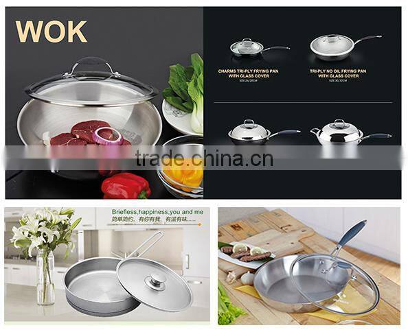 32cm Wok Stainless Steel Gas Electric Chinese Cooking Stir Fry Pan