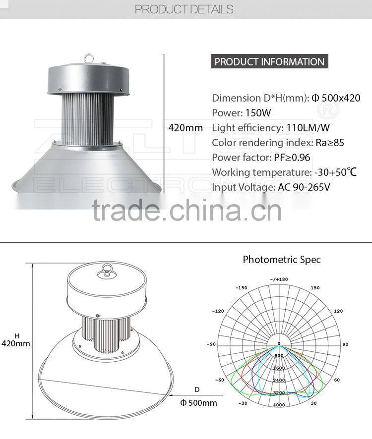 High lumen bridgelux waterproof 120w cob led high bay light