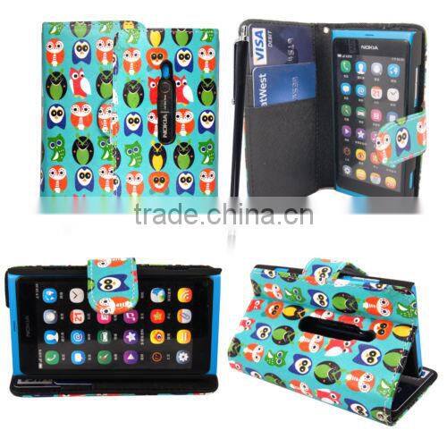 For Nokia lumia 800 stylish book side card holder wallet flip case cover
