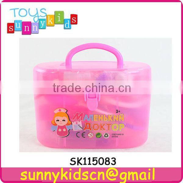 plastic doctor set toy with pink handle box