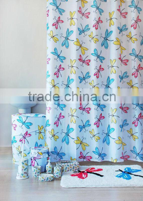 Colorful Gift pack match bathroom accessories set, shower curtain/bath rugs mat/bath accessories set for girls