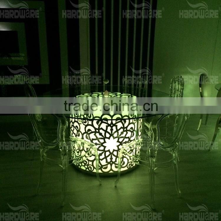 Table and chairs in stainless steel /furniture dining table with glass and chair