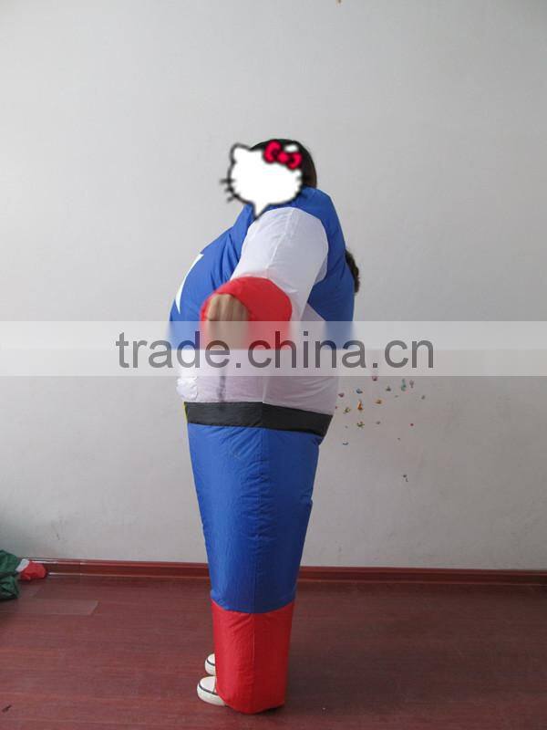 DJ-CO-111 Adult Chub Captain America Inflatable Blow Up Color Full Body Costume Jumpsuit