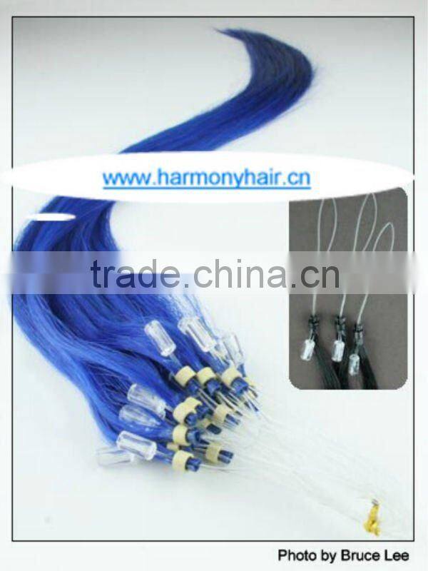 Popular double beads remy micro loop indian hair extensions