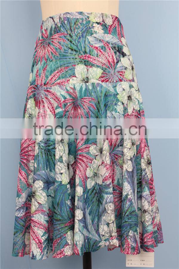 2015 new designs spring collection high waist women print skirt
