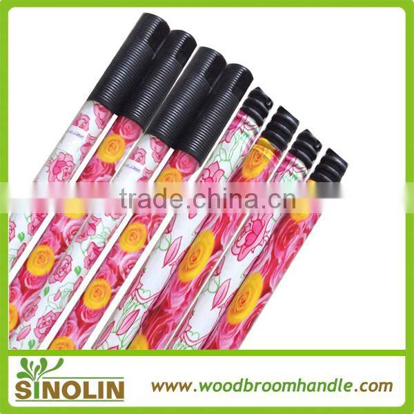 metal handle with customized cap and thread pvc cover mop handle