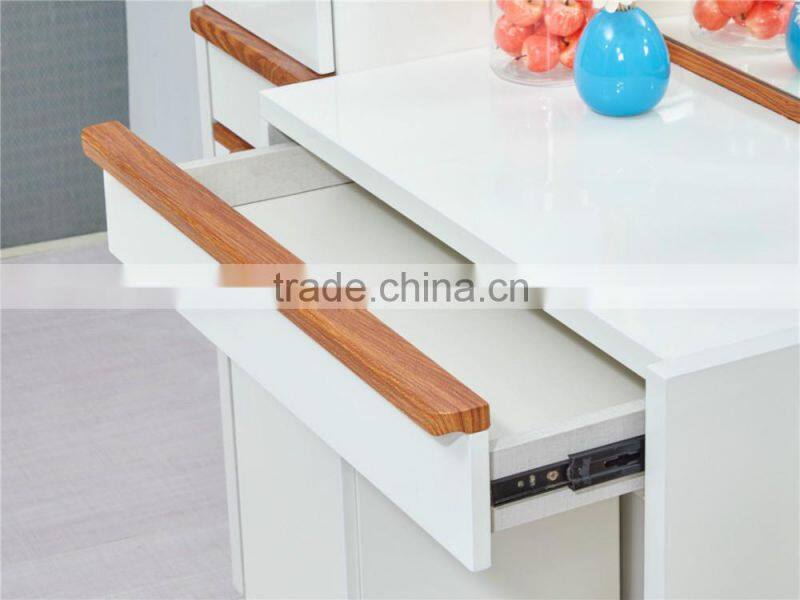 Modern high glossy white dresser with mirror in bedroom furniture set