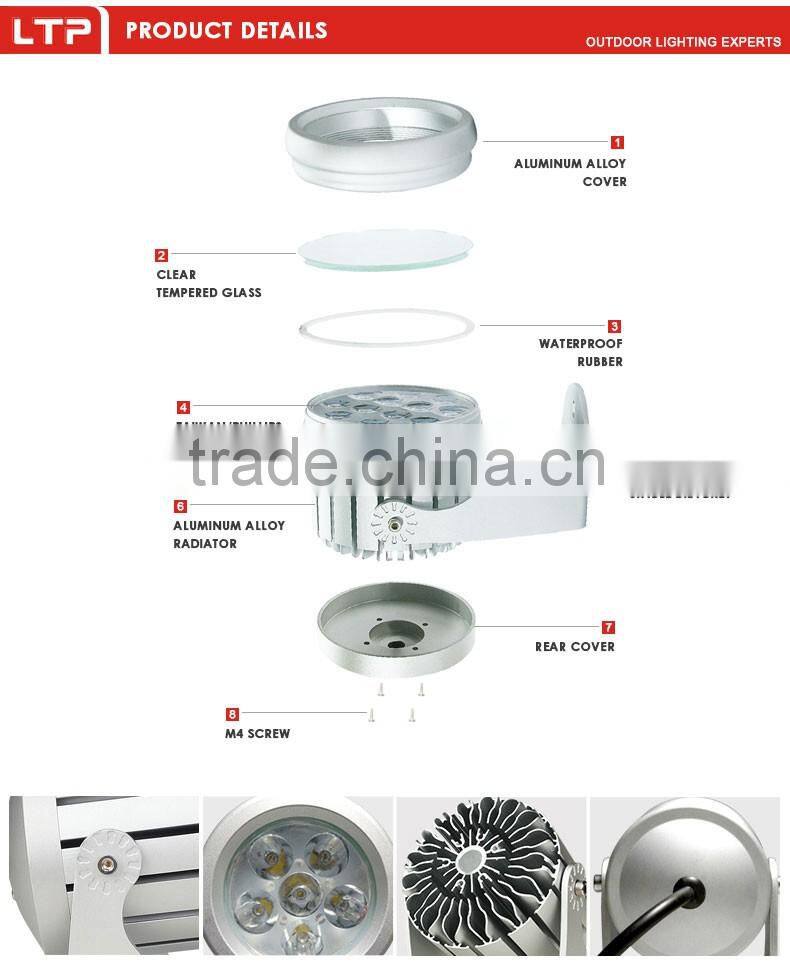 Outdoor Light Aluminum Alloy Housing CE&RoHS 3000K ip65 dc24V 18W LED Flood Light