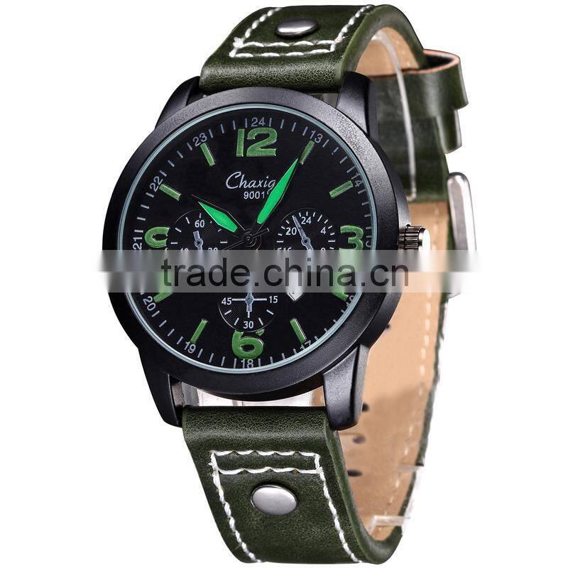 2016 chaxigo brand Fashion stylist Military Army Pilot leather Strap Sports Men's amy Watch