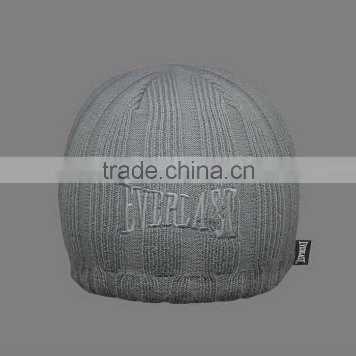 CHARACTER GREY EMBROIDERY BEANIE HATS WHOLESALE WITH WOVEN LABEL