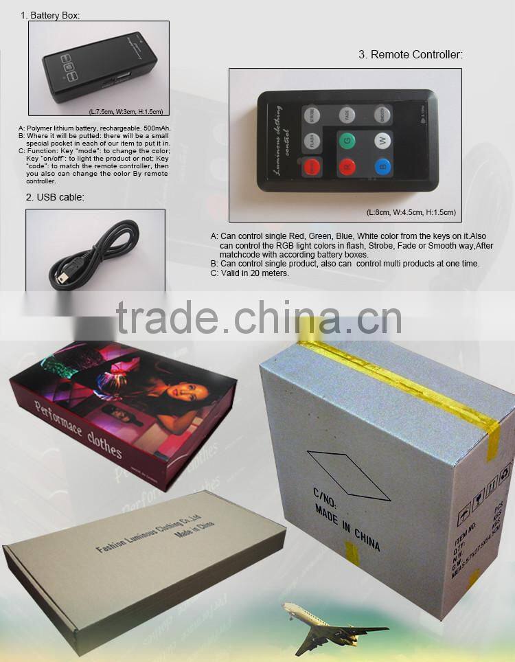 High tech optic fiber luminous 7 color african dress made with fabric