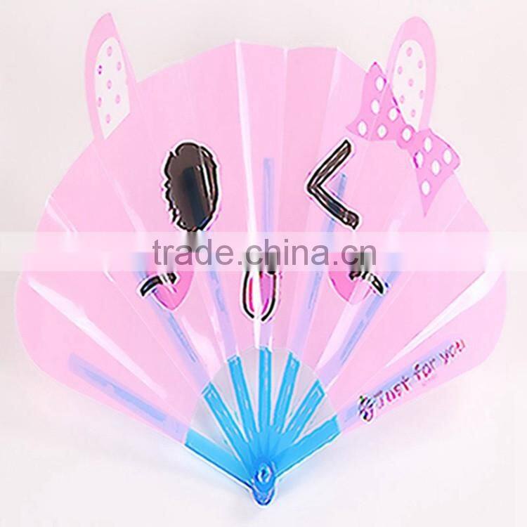 Plastic cartoon fans folding kid plastic hand fan customized printing fans