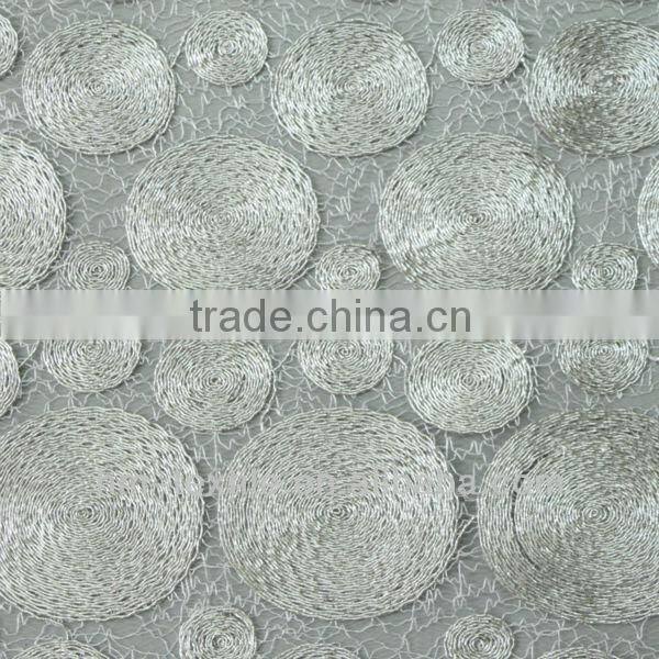 Silver Metallic Different Size Circle Array Designs Cord Embroidery Fabric For Evening Dress High Quality Fills Net