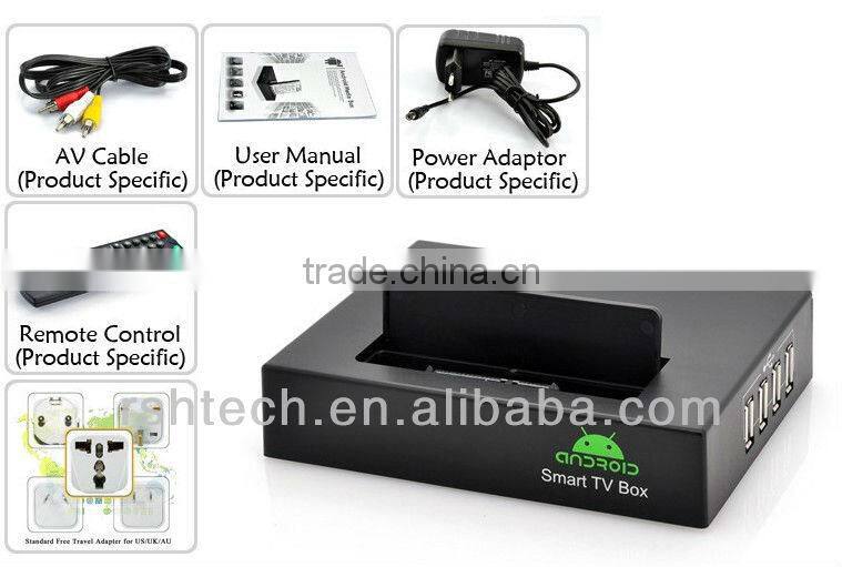 Android smart TV BOX HD1080P media player , Supports Google TV Market, XBMC Miracast and DLNA