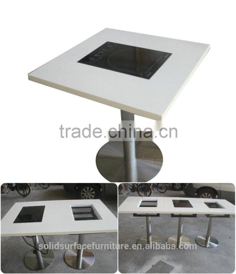 2015 TW Hot sale fast food table and chairs round dining table marble