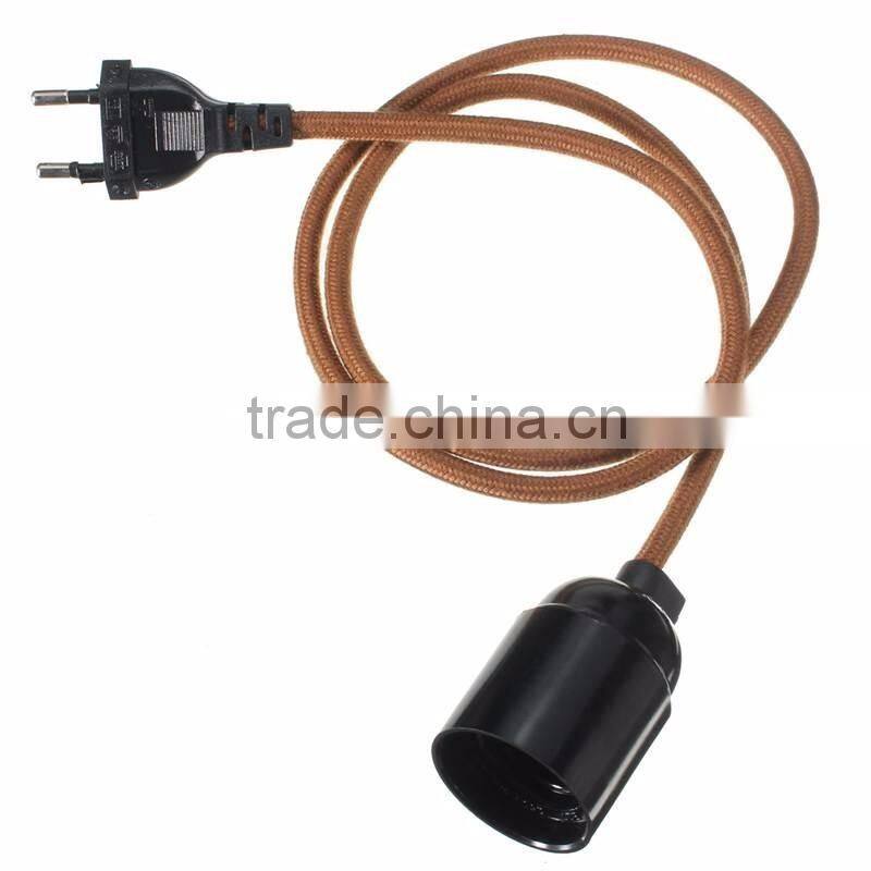 E26 E27 Fabric Cable Edison Pendant Lamp Retro Vintage Industrial Filament Light Bulb Holder Socket Base EU Plug
