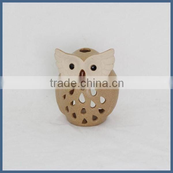 Home & garden decoration beige small ceramic craft owl