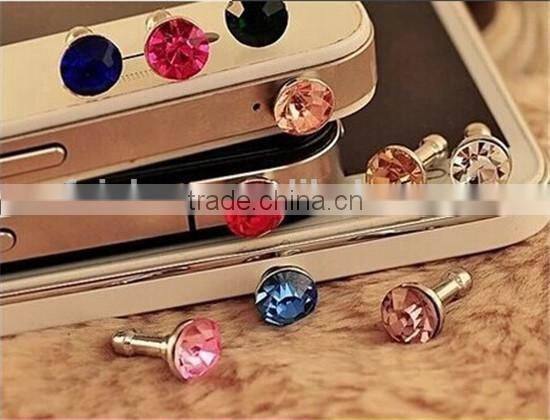 Wholesale Crystal Diamond 3.5mm Anti Dust Plug Headset Jack Stopper For iPhone 4 4s 3G 5 5G 5C 5S 6 6plus iPad Mini