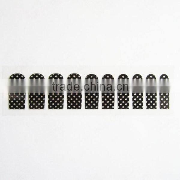 Custom sliver star metallic 2d nail wrap rhinestone nail sticker manufacturer 20 tips/sheet with test EN71-3