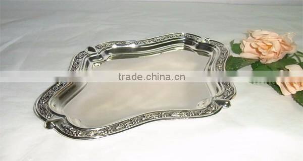 round plate modern design silver platter metal plate Serve up entertaining breakfast collect mails for hotel household