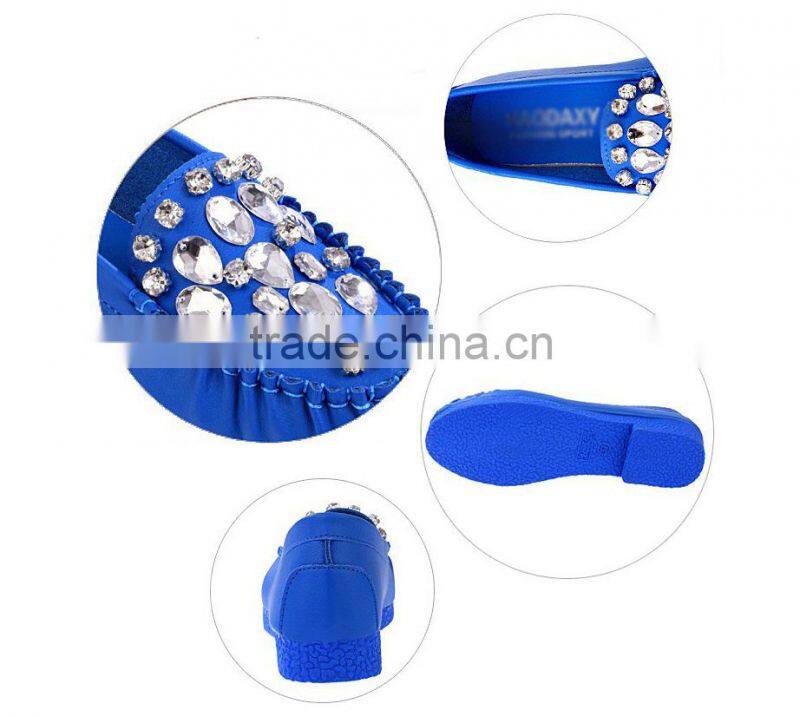 Flat Shoes With Round Soft Leather Low Shoes Women Diamond Peas Shoes