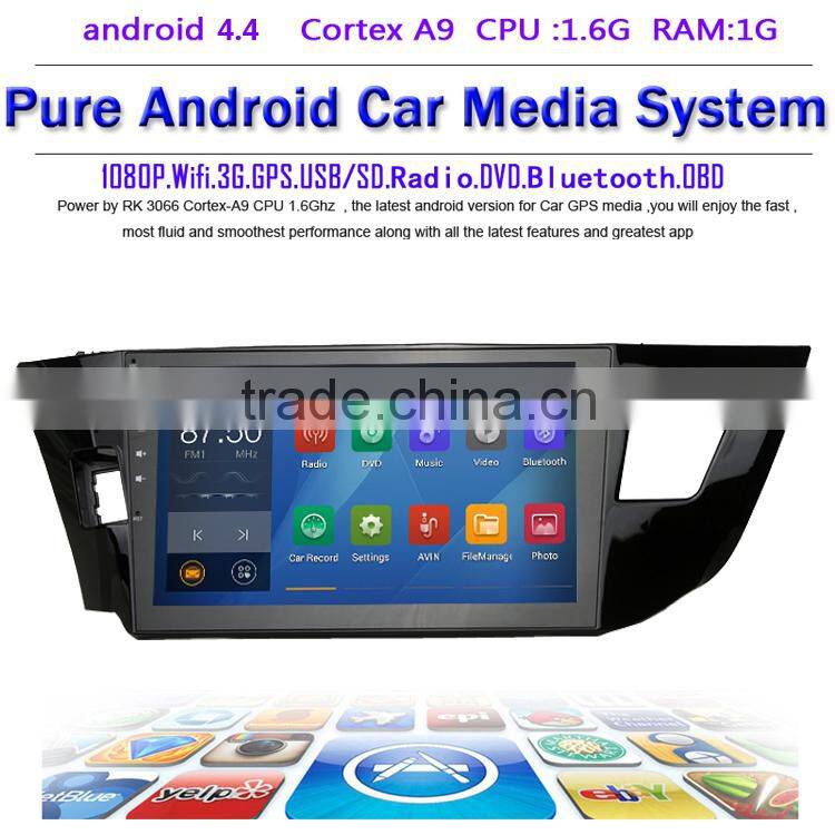 10.2 inch Android 4.4.4 Stereo for Corolla 2014 GPS 1024*600 1.6G CPU Radio headunit free map GPS navi browser navi