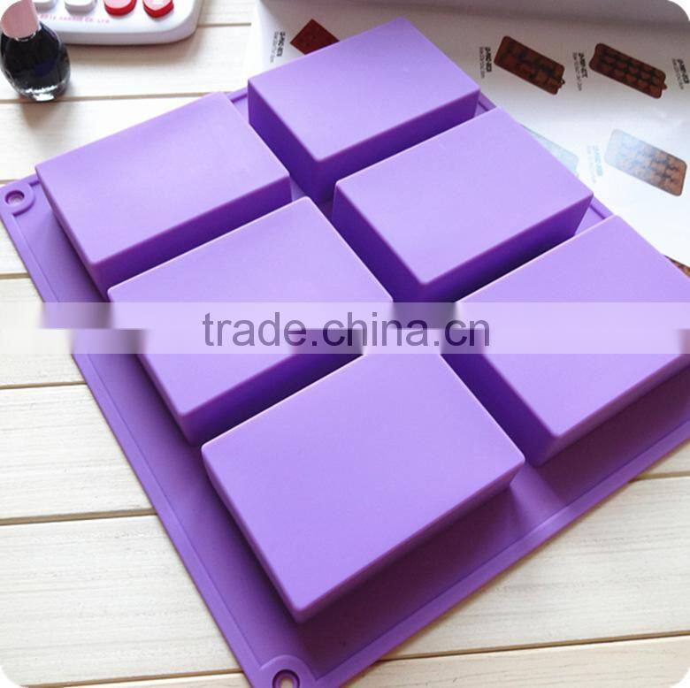 food grade 6 cavitiy 8x5.5x2.5cm 110g soap nonstick rectangle silicone forms for soap making
