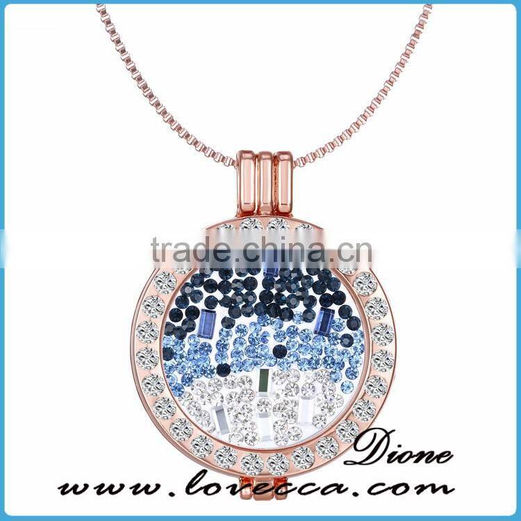 Alloy Necklace Locket, Coin Gold Necklace,Charm Crystal Necklace Women