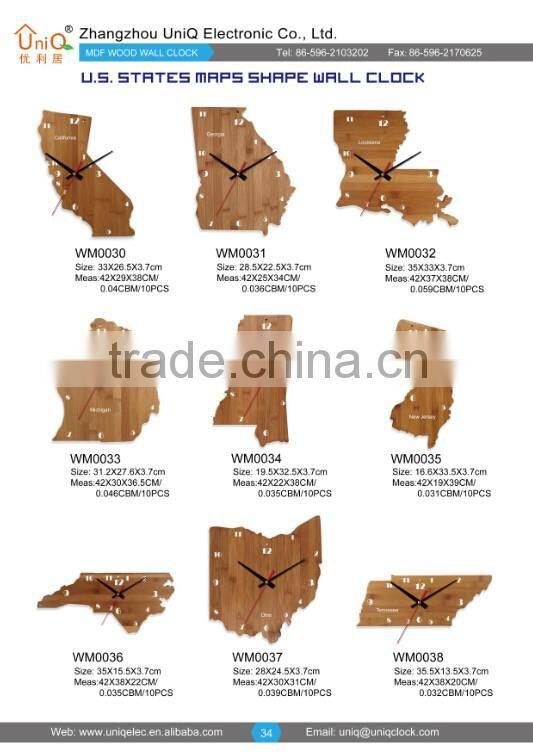 Round cheap MDF wood custom wall clock for decor