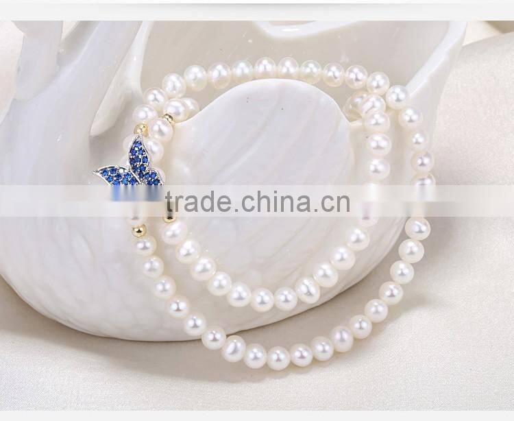 2016 fashion design freshwater pearl Double freshwater pearl bracelets