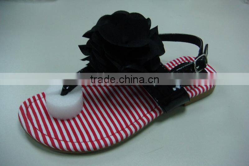 latest women fashion satin flower for flat summer sandals