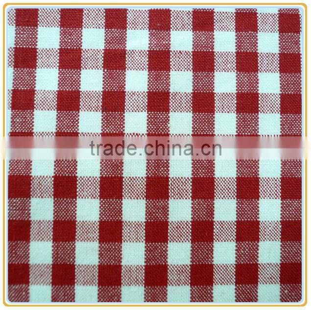100% Cotton Carded 16s Red/white Mono Checks Yarn Dyed Fabric
