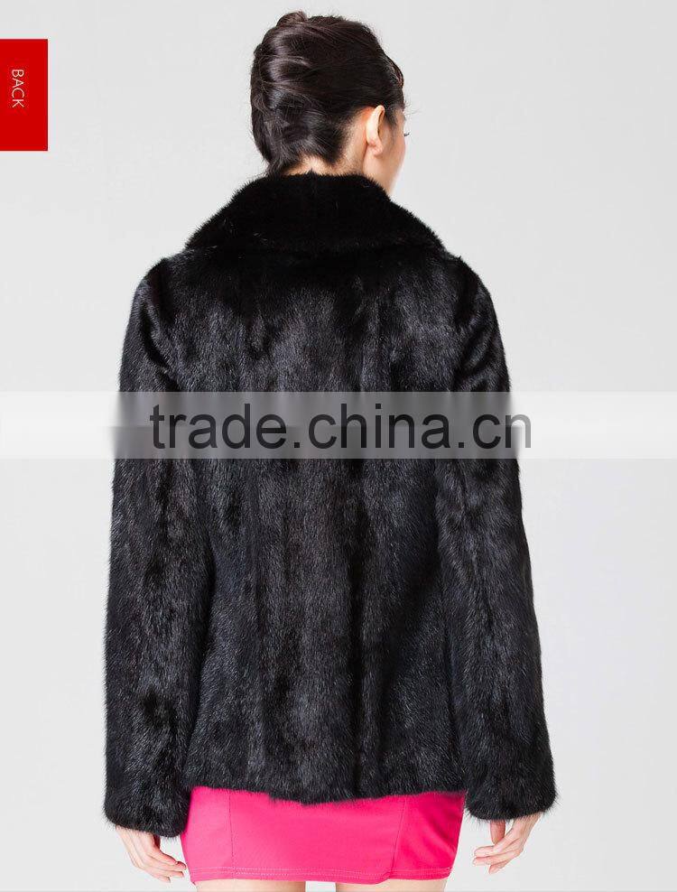 sale natural black mink fur coat with factory price