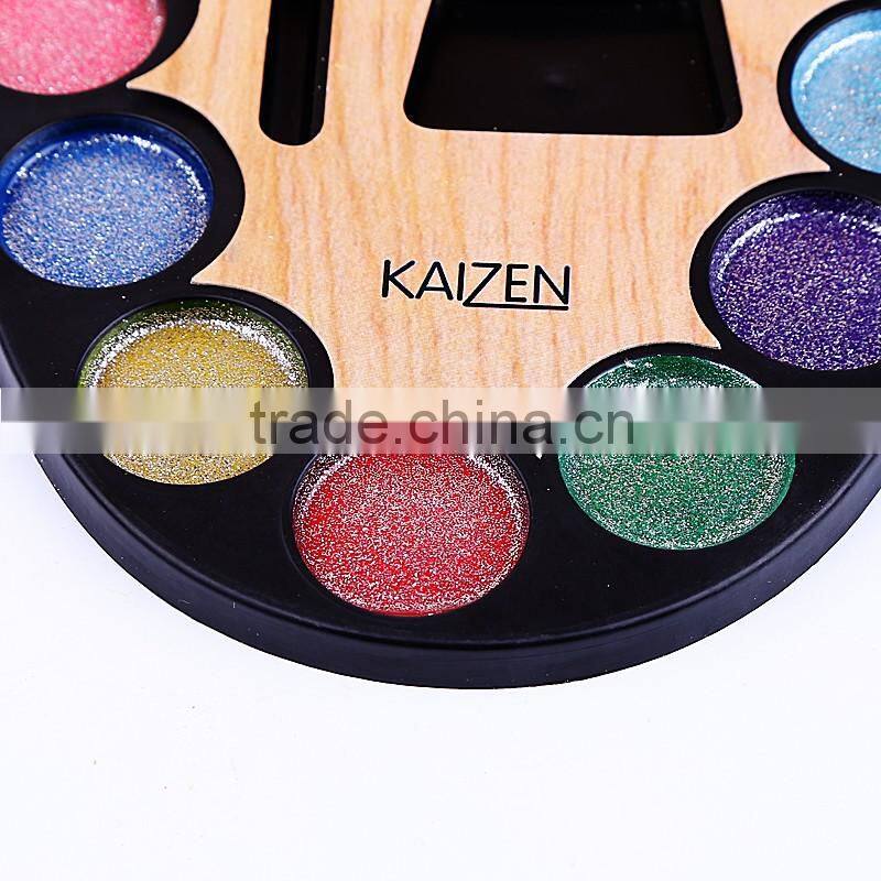 High quality 6 colors dry solid student glitter watercolor cakes for kids watercolor painting