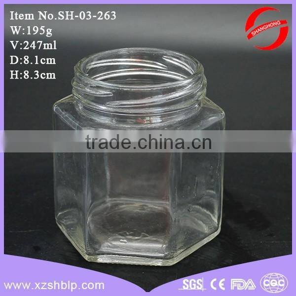 100ml 200ml 180ml 280ml 750ml hexagonal glass jar for honey