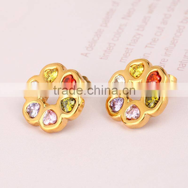 316l Stainless Steel Jewely wholesale with Six Pieces Zircons