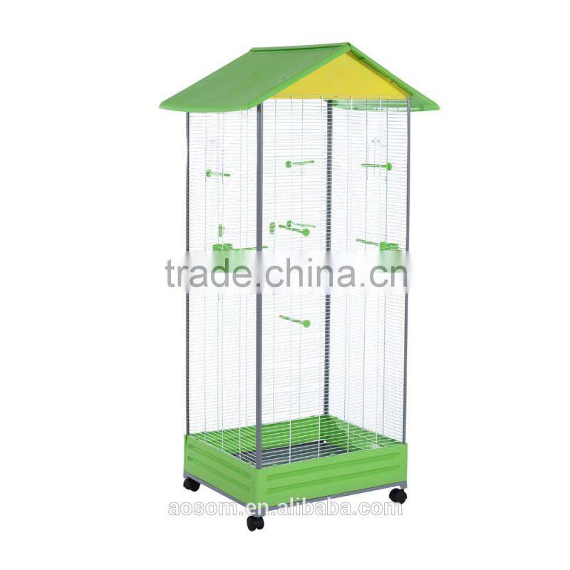 Pawhut White Green Yellow Garden Metal Parrot Cage