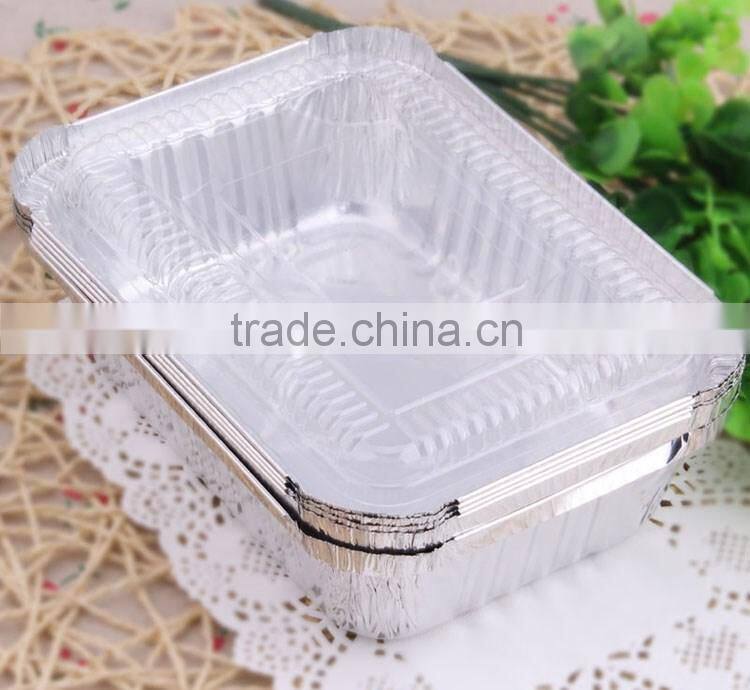 Rectangular 185mm disposable aluminum foil food pans with cardbord lids