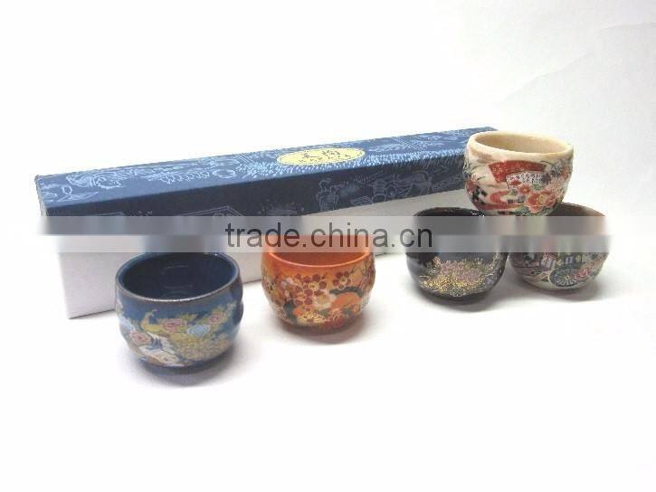 5PC RICEWINE ASSORTED HEIANEMAKI Stoneware Sake Cup