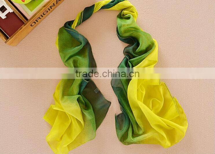 Wholesale Cheap Fashion Chiffon Scarf Womens High Quality Gradual Colors Chiffon Georgette Silk Scarves Shawl Female Long Design